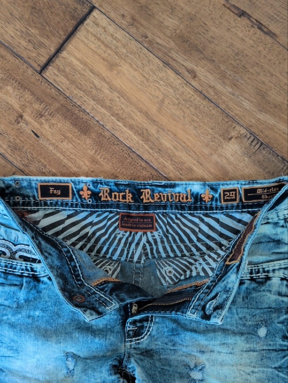 Rock Revival Light Blue Distressed Denim Cutoff Shorts - Picture 2 of 8